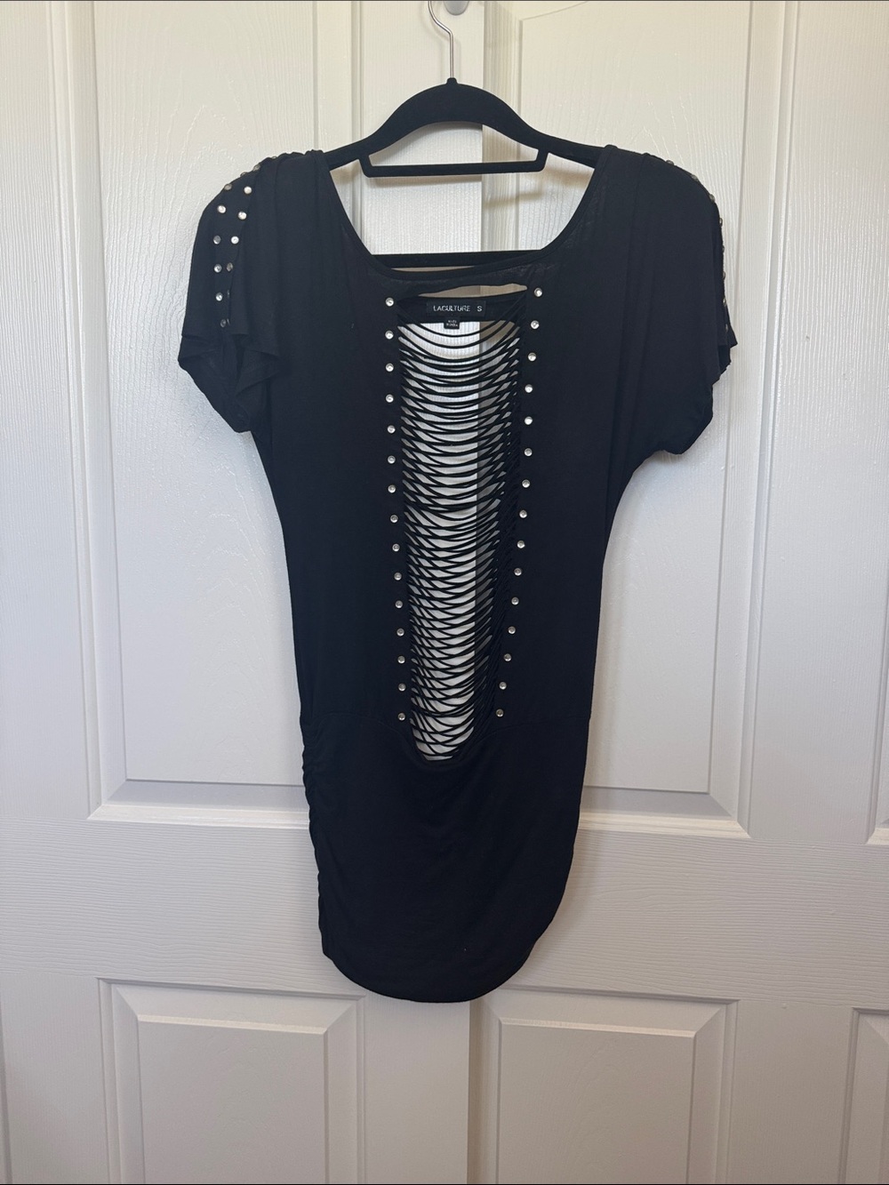 Black Studded Cutout Women's Tee